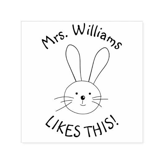 Bunny Rabbit Teacher Lof Custom Zelfinktende Stempel (Design)