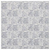 Bunny Rabbit Toile Pattern Blue & White Cute Decor Stof (Swatch)