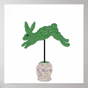 Bunny Rabbit Topiary Ginger Jar print Poster