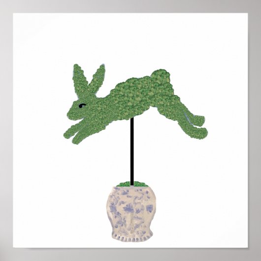 Bunny Rabbit Topiary Ginger Jar print Poster (Voorkant)