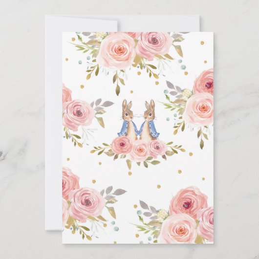 Bunny Rabbit Twin Girls Baby shower Uitnodiging (Achterkant)