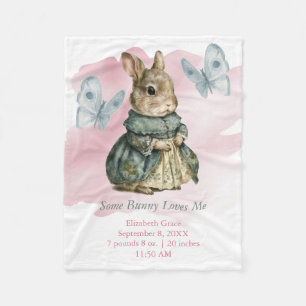 Bunny Rabbit Vlinder Roze Was Splash Baby Fleece Deken