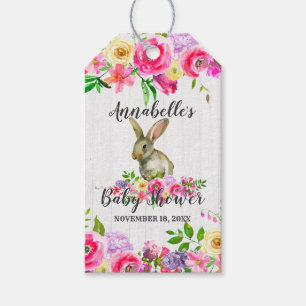 Bunny Rabbit Waterverf Bloemen Baby shower Dank Y Cadeaulabel