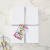 Bunny Rabbit Waterverf Bloemen Baby shower Dank Y Cadeaulabel (Met Touw)