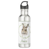 Bunny Rabbit Waterverf Greenery Name Drink Waterfles (Voorkant)