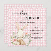 Bunny Rabbit Waterverf Houndstooth Baby shower (Voorkant / Achterkant)