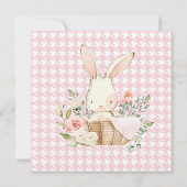 Bunny Rabbit Waterverf Houndstooth Baby shower (Achterkant)