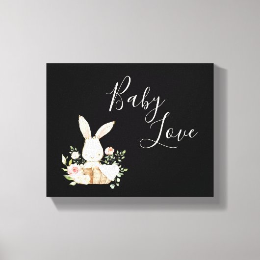 Bunny Rabbit Waterverf Nursery Canvas Afdruk (Voorkant)