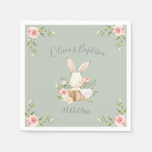 Bunny Rabbit Waterverf Sage Green Baby shower Servet