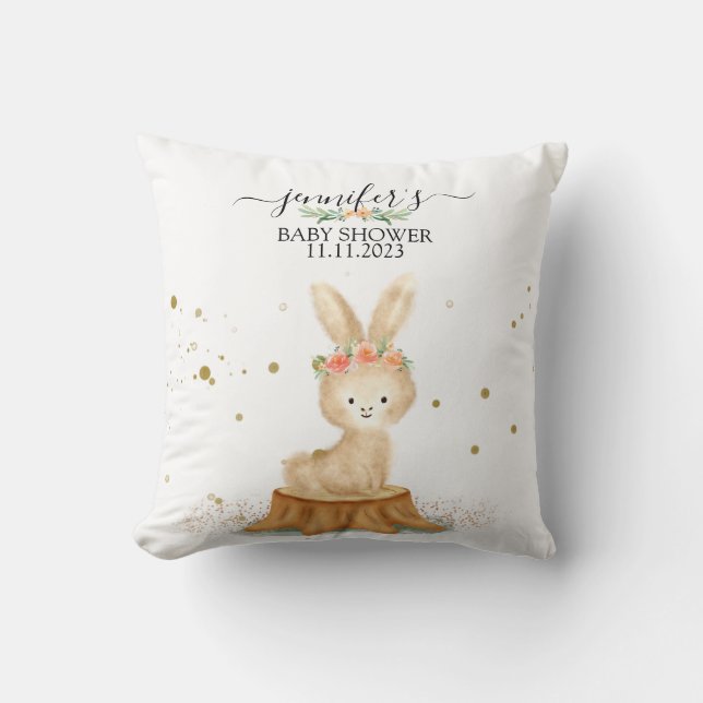 Bunny Rabbit wildlife forest baby gift Kussen (Voorkant)