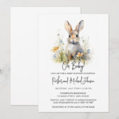 Bunny Rabbit Woodland Baby shower Kaart (Voorkant / Achterkant)