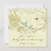 Bunny Rabbits and Flowers Neutraal Baby shower Kaart (Voorkant)