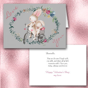 Bunny Rabbits Bicycle Romantic Valentine