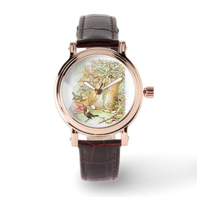 Bunny Rabbits: Blackberry Picking (Beatrix Potter) Horloge (Voorkant)