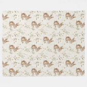 Bunny Rabbits Daisy Flowers Fleece Deken (Voorkant (Horizontaal))