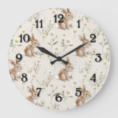 Bunny Rabbits Daisy Flowers Nursery Grote Klok (Voorkant)