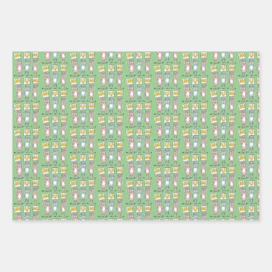Bunny Rabbits Design All Over Pattern Inpakpapier Vel (Voorkant 2)
