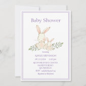 Bunny Rabbits Paarse Modern Baby shower Kaart (Voorkant)