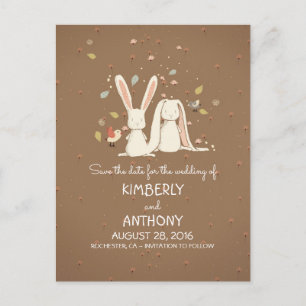 Bunny Rabbits Schattige Paar Bewaar De Datum Aankondigingskaart