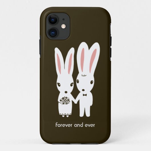Bunny Rabbits Wedding Couple met tekst Case-Mate iPhone Case (Achterkant)