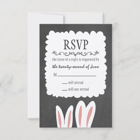 Bunny Rabbits Wedding RSVP Kaartje (Voorkant)