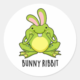 Bunny Ribbit Funny Rabbit Frog Pun Ronde Sticker