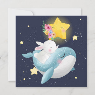 Bunny Riding A Whale Feestdagenkaart