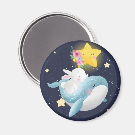 Bunny Riding A Whale Magnet Magneet (Voorkant / Achterkant)