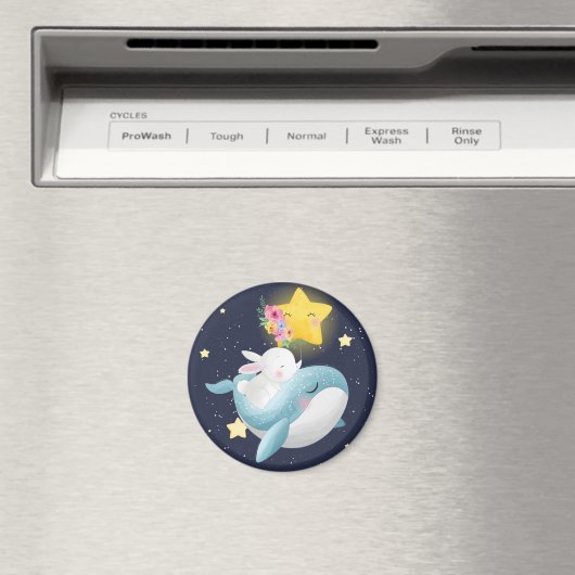 Bunny Riding A Whale Magnet Magneet (Insitu (Vaatwasser))