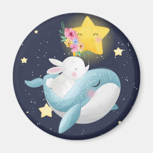 Bunny Riding A Whale Magnet Magneet
