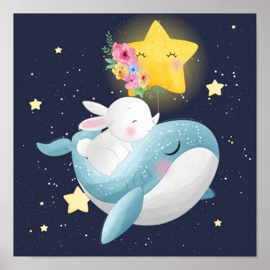 Bunny Riding A Whale Poster (Voorkant)