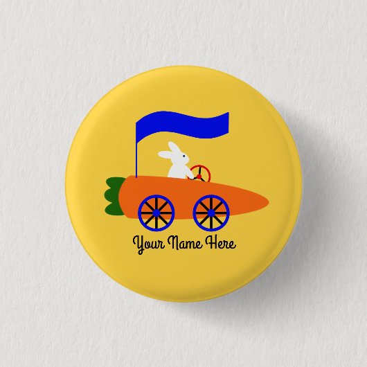 Bunny Riding Carrot Button #1 (Voorkant)