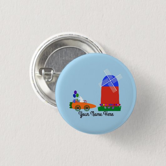 Bunny Riding Carrot Button #4 (Voorkant /achterkant)