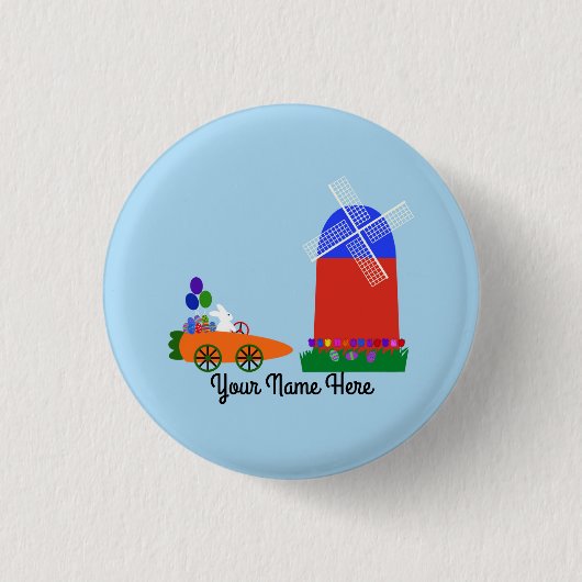 Bunny Riding Carrot Button #4 (Voorkant)