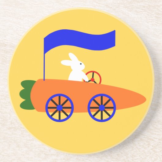 Bunny Riding Carrot Car #1 Dessous de verre (Devant)