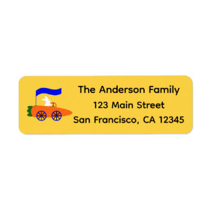 Bunny Riding Carrot Car #1 Return Address Labels