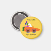 Bunny Riding Carrot Car. 2 Round Magnet Magneet (Voorkant / Achterkant)