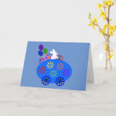 Bunny Riding Egg Car #2 Kaart (Gele Bloem)