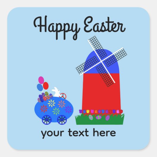 Bunny Riding Egg Sticker #4-2 (Voorkant)