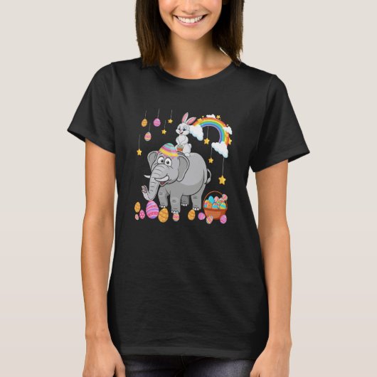 Bunny Riding Elephant Easter Day Costume Hunting E T-shirt (Voorkant)