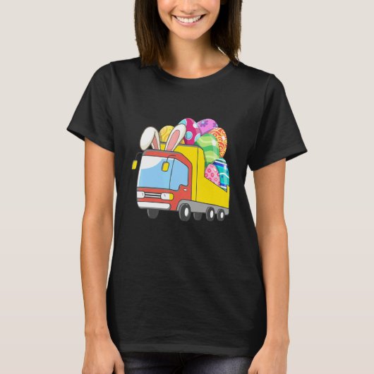 Bunny Riding Garbage Truck Easter Day Bunny Garbag T-shirt (Voorkant)