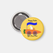 Bunny Riding voiture carotte #1 Magnet rond (Recto/Verso)
