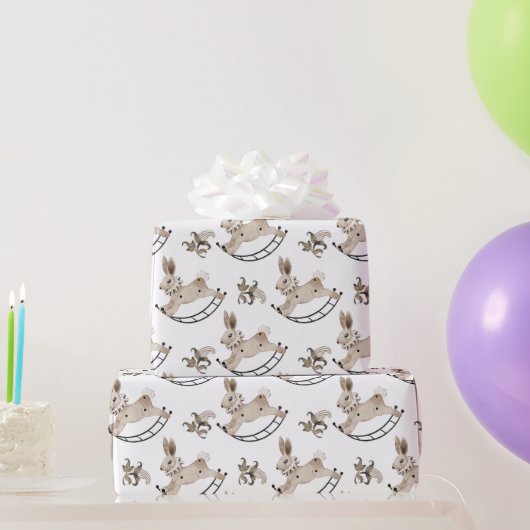  Bunny Rocking Horse Cadeaupapier (Feestgeschenken)