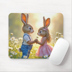 Bunny Romance in een Daisy Field Muismat