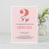Bunny rose Deuxième Invitation d'anniversaire (Debout devant)