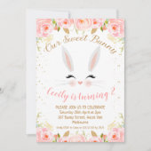 Bunny rose Floral Visage Anniversaire Invitation (Devant)