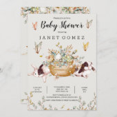 Bunny Rustic Farm Pays Baby shower Invitation (Devant / Derrière)