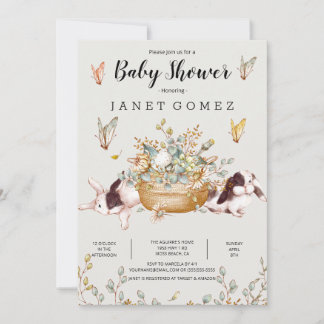 Bunny Rustic Farm Pays Baby shower Invitation