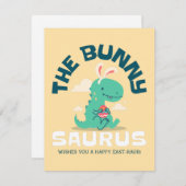 Bunny Saurus brult paaskreet Feestdagenkaart (Voorkant / Achterkant)