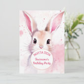 Bunny Schattige Roze Pastel Waterverf Kaart (Staand voorkant)